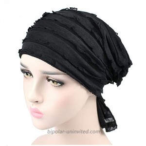 Wallfire Pre-Tied Headscarf Chiffon Pleated Ladies Hats Tying Hair Caps Ladies Headscarves