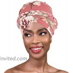 Woeoe Floral Turban Head Wrap Pink Pattern African Head Scarf Soft Flower Polyester Head Cover Cap Short Braid Headwear for Women and Girls2 Packs at Women’s Clothing store