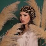 Woeoe Soft Womens Head Wraps Leopard Print Stretch Cap Headwear Polyester African Head Scarf Hat Fabric Elastic Head Cover for Women and Girls Brown at Women’s Clothing store
