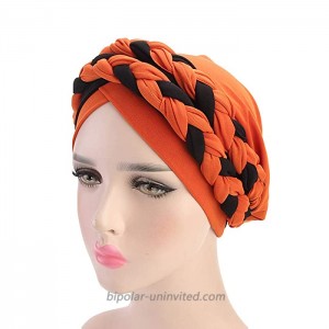 Women India Hat Muslim Ruffle Cancer Chemo Beanie Sleep Cap Turban Wrap Cap One Size Orange Black