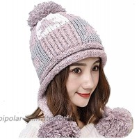 Women's Girls Cute Winter Cozy Earflap Knitted Pom Pom Hat Beanies Pink at  Women’s Clothing store