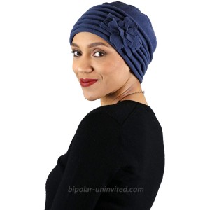 Womens Hat Luxury Fleece Beanie Cloche Cancer Headwear Chemo Cap Ladies Winter Head Coverings Lauren Navy at  Women’s Clothing store