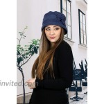Womens Hat Luxury Fleece Cloche Ladies Cancer Headwear Chemo Winter Head Coverings Double Plush Layer Ingrid Navy Blue at Women’s Clothing store