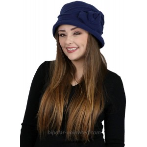 Womens Hat Luxury Fleece Cloche Ladies Cancer Headwear Chemo Winter Head Coverings Double Plush Layer Ingrid Navy Blue at  Women’s Clothing store