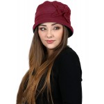 Womens Hat Luxury Fleece Cloche Ladies Cancer Headwear Chemo Winter Head Coverings for Medium to Large Heads Lizzy Burgundy at Women’s Clothing store