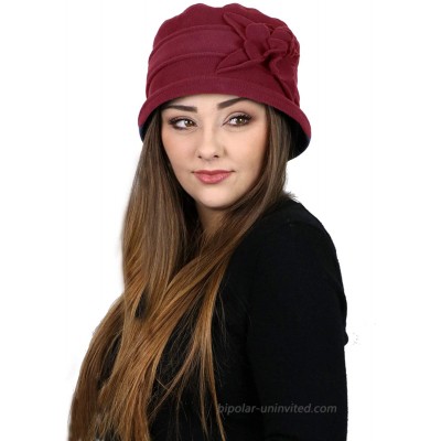 Womens Hat Luxury Fleece Cloche Ladies Cancer Headwear Chemo Winter Head Coverings for Medium to Large Heads Lizzy Burgundy at  Women’s Clothing store