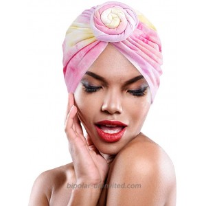 Womens Knot Turban Tie Dye Head Scarf Elastic African Headwrap Pre-Tied Cap Beanie Pink at  Women’s Clothing store