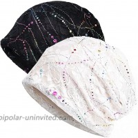 Womens Lace Slouchy Cotton Beanie Chemo Hats Soft Cancer Sleep Caps Black+White at  Women’s Clothing store
