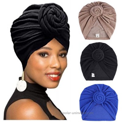 YBSHIN Boho African Headwrap Black Pre-Tied Bonnet Turban Knot Beanie Cap Headbands Chemo Cap Hats for Women and Girls Pack of 3 at  Women’s Clothing store