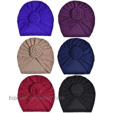 YgneeDom 6Pcs Women African Turbans Hats Beanies Pre-Tied Knot Hair Scarf Headwrap India's Caps 6 Packs One Size at  Women’s Clothing store