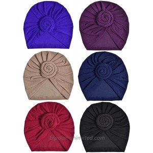 YgneeDom 6Pcs Women African Turbans Hats Beanies Pre-Tied Knot Hair Scarf Headwrap India's Caps 6 Packs One Size at  Women’s Clothing store