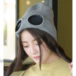 YOJEE Womens Solid Color Winter Knit Beanie Hats Ski Goggles Ski Cap Grey at Women’s Clothing store