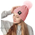 ZADKH Womens Winter Knit Beanie Baby-Yoda Hat Faux Fur Pom Pom Twist Cap at Women’s Clothing store