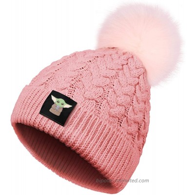 ZADKH Womens Winter Knit Beanie Baby-Yoda Hat Faux Fur Pom Pom Twist Cap at  Women’s Clothing store