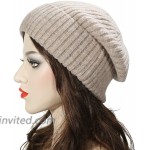 ZLYC Winter Slouchy Beanie Hat Warm Ribbed Knit Stretch Skull Cap for Women Men Solid Khaki at Women’s Clothing store
