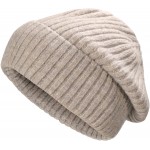 ZLYC Winter Slouchy Beanie Hat Warm Ribbed Knit Stretch Skull Cap for Women Men Solid Khaki at Women’s Clothing store