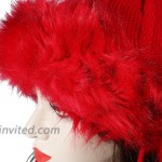 ZLYC Women Winter Faux Fur Beanie Hat Knit Pompom Ski Cap Bomber Hats Red at Women’s Clothing store