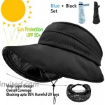 2 Pack Summer Sun Hats for Women Wide Brim Beach Hat Sun UV Protection Visor Cap for Beach Fishing Cycling2pcs Black+Blue at Women’s Clothing store
