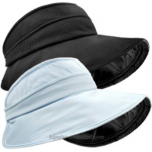 2 Pack Summer Sun Hats for Women Wide Brim Beach Hat Sun UV Protection Visor Cap for Beach Fishing Cycling2pcs Black+Blue at  Women’s Clothing store
