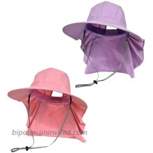2 Pack Women's Ponytail Sun Hat Wide Brim Fishing Safari Beach UV Protection Hat w Neck Flap Cover Pink & Purple at  Women’s Clothing store