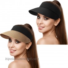 2 Pieces Sun Visor Hats Summer Wide Brim Beach Straw Hats Adjustable Large Brim Cap Golf Hat for Women at  Women’s Clothing store