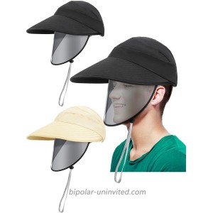 2 Pieces Wide Brim Hat with Facial Protective Sun Visor Hats Face Protective Cap UV Protection Fishing Hat Face Covering Shield with Detachable Visor at  Women’s Clothing store