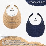 2 Pieces Women Wide Brim Sun Visor Hat Foldable Straw Hat Roll-up Golf Visor Hat Camel Navy Blue at Women’s Clothing store
