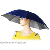 22 Diameter Elastic Headband Fishing Umbrella Hat Sun Rain Hat Dark Blue