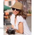 3 Pieces Foldable Straw Sun Visor Hats Wide Brim Beach Cap Adjustable Roll Up Handmade Woven Straw for Women at Women’s Clothing store