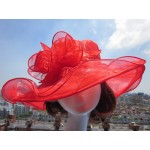 A002 Womens Kentucky Derby Sun Hat Wide Brim Wedding Church Racing 8 Color Red at Women’s Clothing store