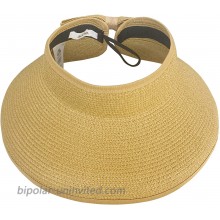 accsa Womens Sun Visor Hats Summer Straw Hat Wide Brim Roll-up Sun Hat with Bowknot UPF 50+ for Beach Travel Brown at  Women’s Clothing store
