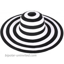 Adela Boutique Womens Foldable Wide Brim Roll-up Straw Hat Beach Big Sun Cap UPF 50 Black & White Stripes at  Women’s Clothing store