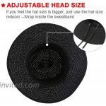 Ayliss Women Straw Hat Bowknot Boater Summer Fedoras Beach Sun Hat Black at Women’s Clothing store