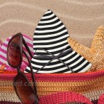 Beach Hats for Women Lightweight Packable Breton Sun Hat UPF 50+ Adjustable Wide Brim Summer Beach Sun Hats Black at Women’s Clothing store