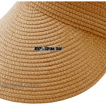 Beach Hats for Women Wide Brim Roll-up Foldable Straw Sun Hat Visors Summer UV Protection Beach Hat Coffee at Women’s Clothing store