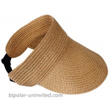 Beach Hats for Women Wide Brim Roll-up Foldable Straw Sun Hat Visors Summer UV Protection Beach Hat Coffee at  Women’s Clothing store