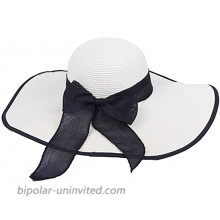 Big Bowknot Straw Hat for Women UPF 50+ UV Sun Protection Foldable Wide Brim Beach Hats Off-White at  Women’s Clothing store