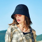 CACUSS Women's UPF 50+ Foldable Solid Color Bucket Hat 100% Cotton Sun Cap Summer Beach Sun Hat at Women’s Clothing store