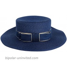 CHIC DIARY Women Bowknot Straw Hat Summer Fedoras Wide Brim Sun Hat Navy at  Women’s Clothing store