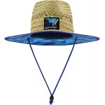 Concept One MTV Adjustable Straw Lifeguard Hat with Embroidered Logo and Blue Cotton Palm Tree Lining Natural One Size at Women’s Clothing store