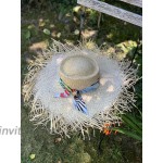 Cuckoo B Amy Straw Frayed Wide Brim Hat with Scarf Trim at Women’s Clothing store