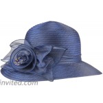 DANTIYA Women's Organza Floral Kentucky Derby Church Dress Cloche Hat Fascinator Bucket Hat Blue at Women’s Clothing store