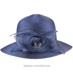 DANTIYA Women's Organza Floral Kentucky Derby Church Dress Cloche Hat Fascinator Bucket Hat Blue at  Women’s Clothing store