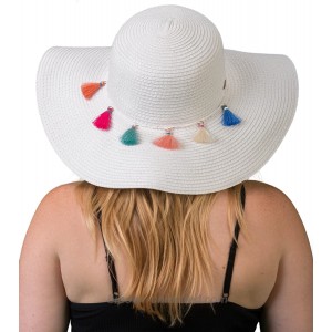 Embellished Floppy Beach Foldable Packable Sun Hat - White Tassel at  Women’s Clothing store