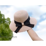 Ever Fairy Women's Wide Brimity Easy to Carry Straw Beach Sun Hat Beige at Women’s Clothing store