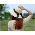 Ever Fairy Women's Wide Brimity Easy to Carry Straw Beach Sun Hat Beige at Women’s Clothing store