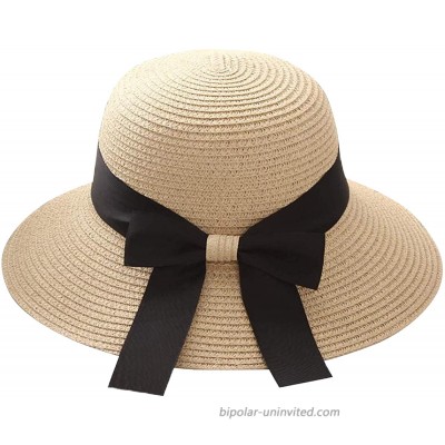 Ever Fairy Women's Wide Brimity Easy to Carry Straw Beach Sun Hat Beige at  Women’s Clothing store