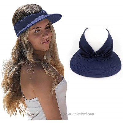 Fatu Fashion Ponytail Hats for Women Outdoor UV Protection Adult Elastic Hollow Cap Summer Beach Sun Hats for Women Wide Brim Navy Blue at  Women’s Clothing store