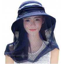 Felice Sun UV Protection Sunhat with Mesh Veil Head Net Hat for Fishing Cycling Hiking Camping Dark Blue at  Women’s Clothing store