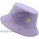 Flower Embroidery Hat Summer Travel Bucket Beach Sun Hat UPF 50+ Sun Protection Reversible Vistor Outdoor Cap for Men&Women Pink-Purple at Women’s Clothing store